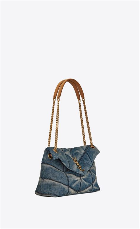 denim ysl puffer bag|ysl small denim puffer bag.